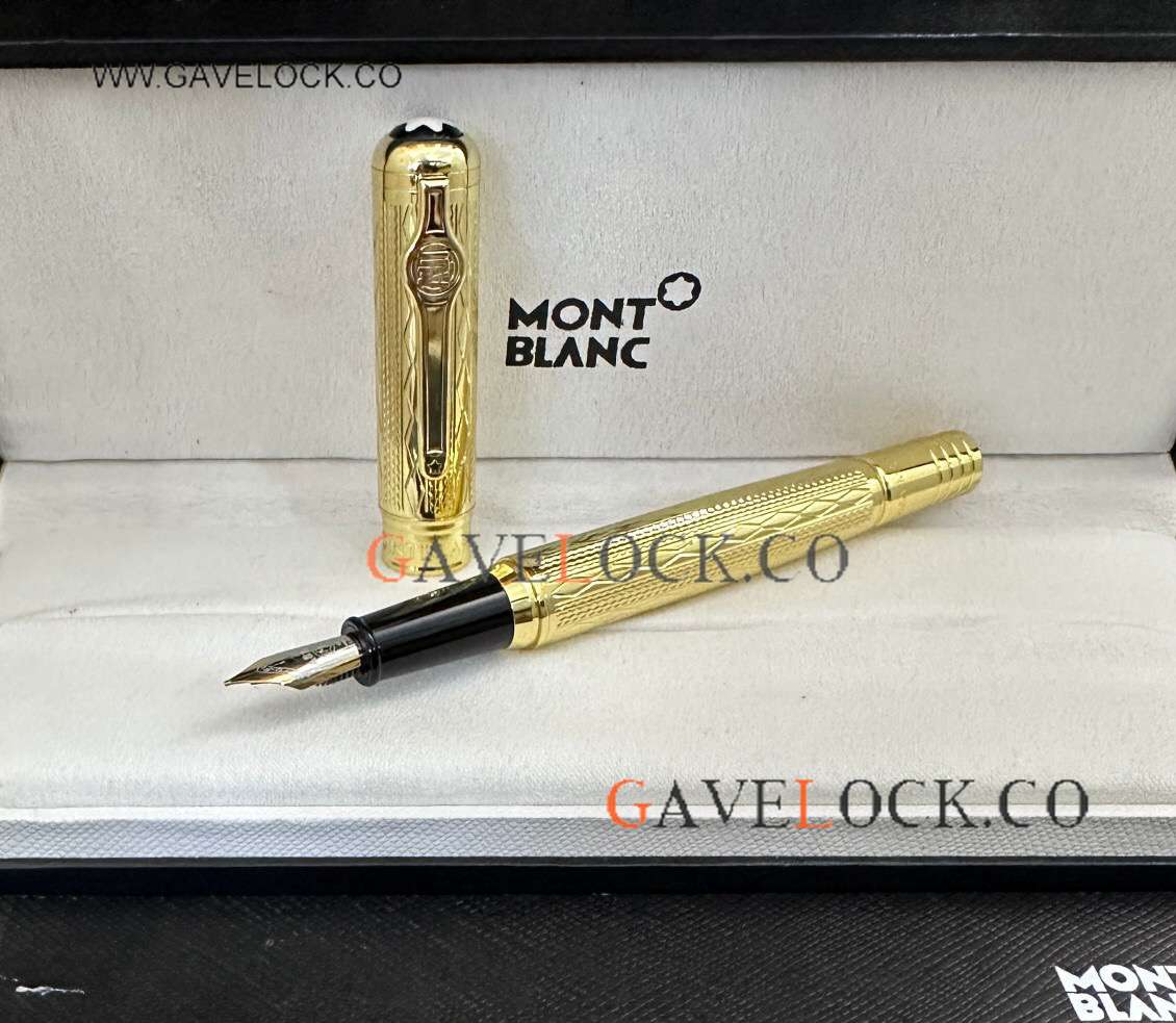 Clone Mont Blanc Muhammad Ali Fountain Pen All Yellow Gold